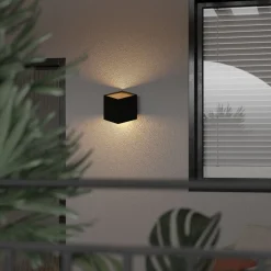 TK Lighting LED Außenlampe Wand Schwarz Metall IP54 3000 K Würfel< Metall Lampen|Feuchtraumleuchten