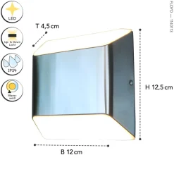 Eco-Light LED Außenleuchte Edelstahl IP54 H:12,4 cm 7 W Up Down< Metall Lampen|Led Außenleuchten