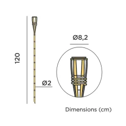 Newgarden LED Außenleuchte Fackel Erdspieß Solar 120 cm hoch Bambus IP44< Metall Lampen|Solarleuchten