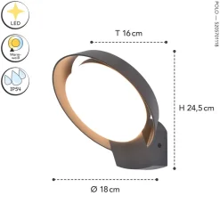 Eco-Light LED Außenwandlampe Aluminium IP54 15 W 1100 lm H:16 cm< Metall Lampen|Led Außenleuchten