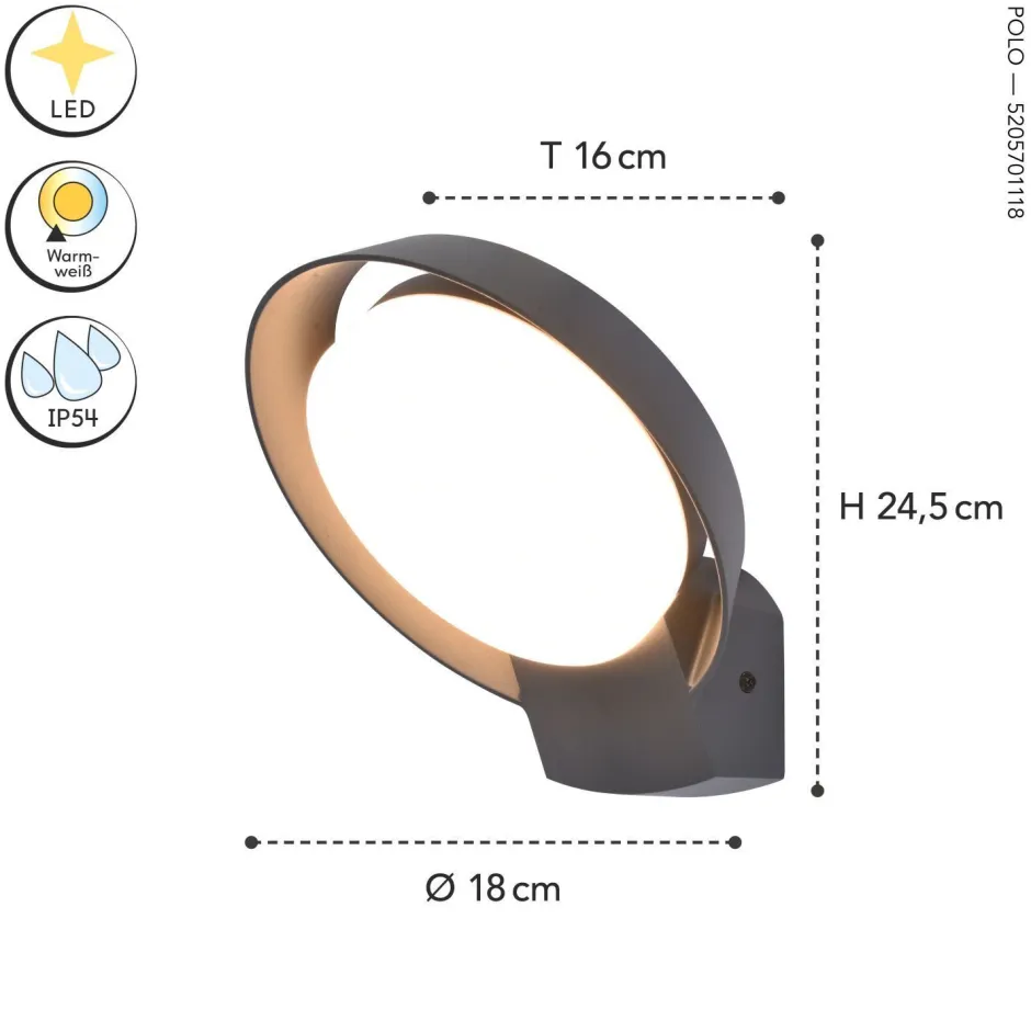 Eco-Light LED Außenwandlampe Aluminium IP54 15 W 1100 lm H:16 cm< Metall Lampen|Led Außenleuchten