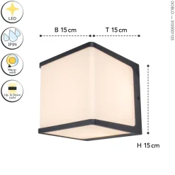 Metall Lampen|Led Außenleuchten*Eco-Light LED Außenwandlampe Anthrazit Aluminium IP54 3000 K 19 W