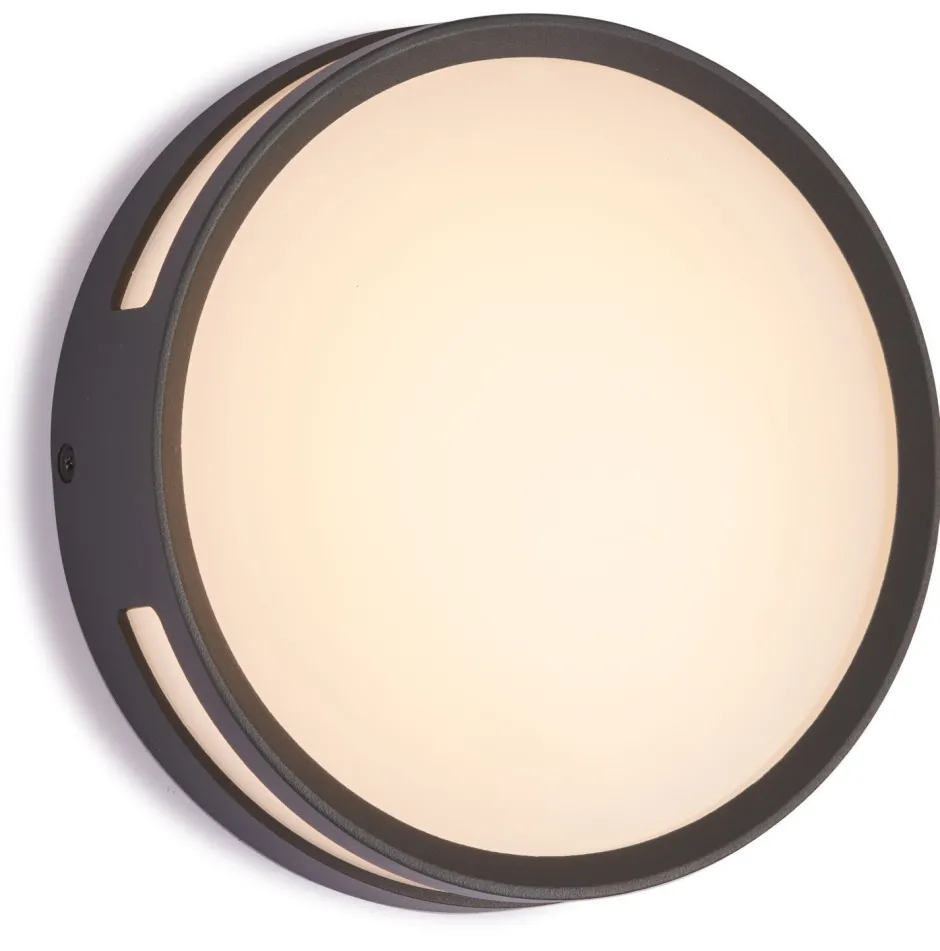 Metall Lampen|Led Außenleuchten*Eco-Light LED Außenwandlampe Anthrazit Ø18,3 cm rund IP54 3000 K