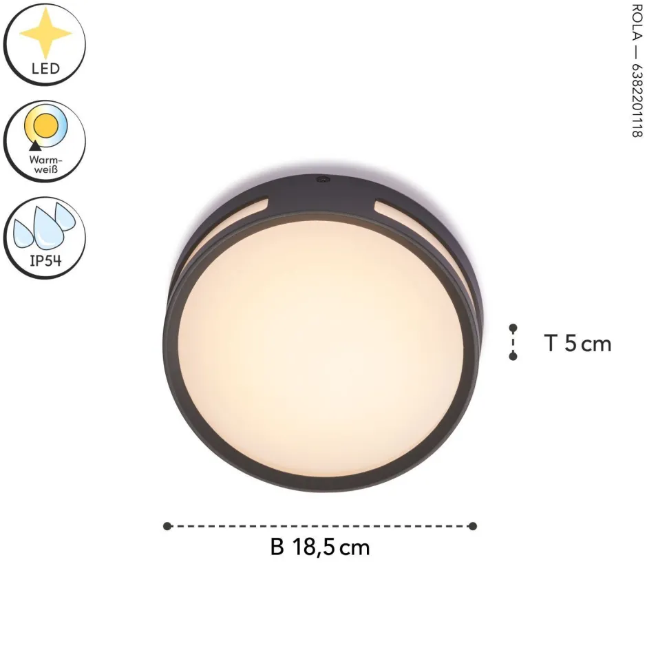 Metall Lampen|Led Außenleuchten*Eco-Light LED Außenwandlampe Anthrazit Ø18,3 cm rund IP54 3000 K