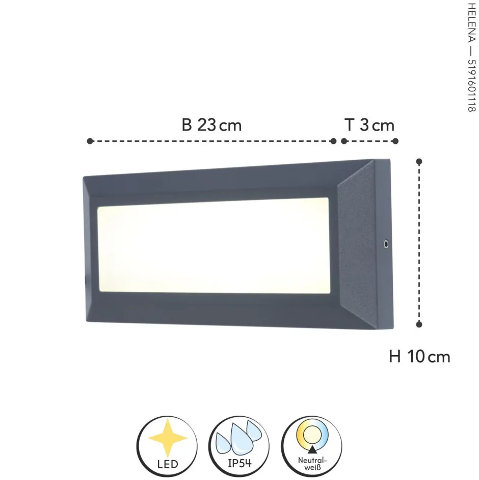 Eco-Light LED Außenwandleuchte Anthrazit 4000 K IP54 blendarm< Metall Lampen|Led Außenleuchten