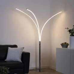 Just Light LED Bogenleuchte in Chrom Metall 6 W 733 lm 215 cm XXL< Wohnzimmerlampen|Metall Lampen