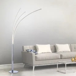 Just Light LED Bogenleuchte in Chrom Metall 6 W 733 lm 215 cm XXL< Wohnzimmerlampen|Metall Lampen