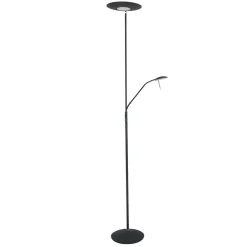 Led Lampen|Stehlampen*Steinhauer LED Deckenfluter mit Lesearm in Schwarz 185 cm dimmbar