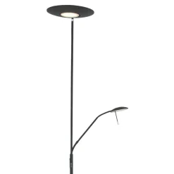 Led Lampen|Stehlampen*Steinhauer LED Deckenfluter mit Lesearm in Schwarz 185 cm dimmbar