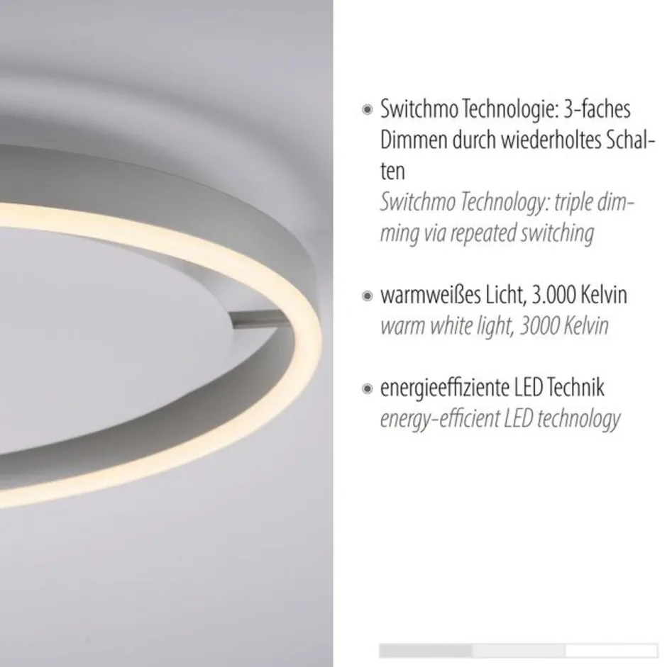 Flurlampen|Bürolampen*Just Light LED Deckenlampe Aluminium Metall Ø39,3 cm 20 W dimmbar