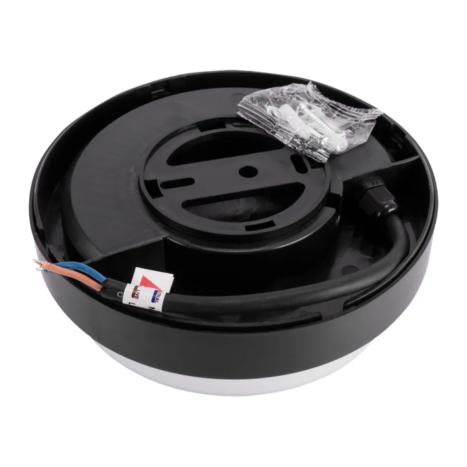 Badezimmer Lampe|Feuchtraumleuchten*Strühm LED Deckenlampe außen IP65 B: 17,5 cm Schwarz Weiß rund klein