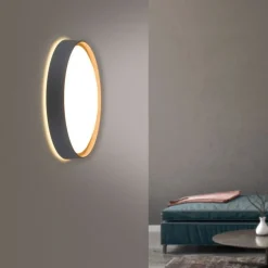 Deckenleuchten|Flurlampen*Paul Neuhaus LED Deckenlampe Holz Metall Grau Ø51 cm 3720 lm dimmbar