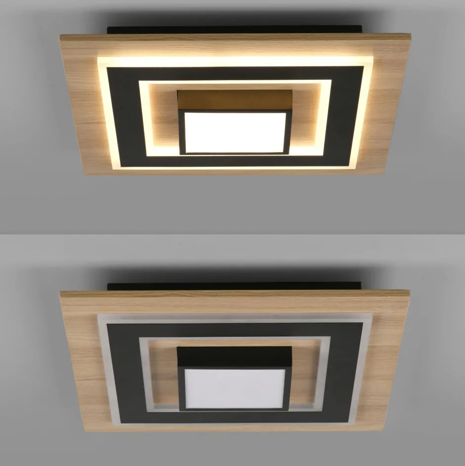 Just Light LED Deckenlampe Holz Metall 2150 lm wohnlich blendarm< Deckenleuchten|Flurlampen