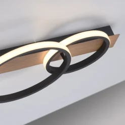 Deckenleuchten|Flurlampen*Just Light LED Deckenlampe Holz Metall Natur Schwarz 68 cm 3000 K