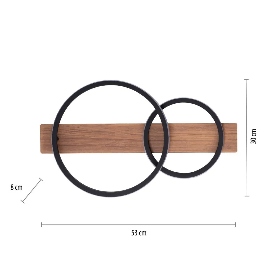 Just Light LED Deckenlampe Holz Metall Natur Schwarz 53 cm 3200 lm< Deckenleuchten|Flurlampen