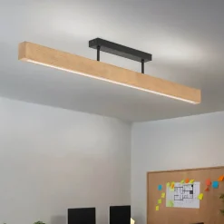 Wohnzimmerlampen|Holzlampen*TK Lighting LED Deckenlampe Holz Metall 96 cm lang H: 16,5 cm 3000 K