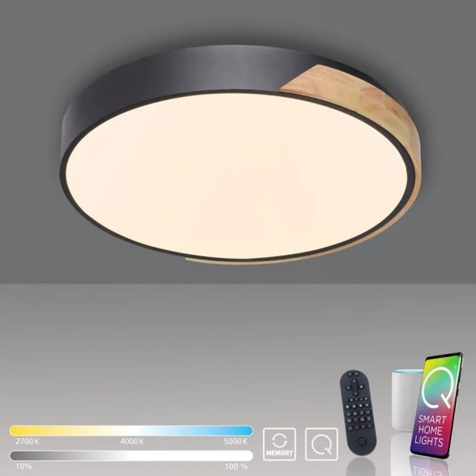 Paul Neuhaus LED Deckenlampe Holz Metall Ø51 cm 35 W 3800 lm dimmbar< Deckenleuchten|Flurlampen