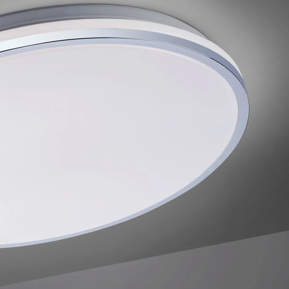 Just Light LED Deckenlampe in Chrom IP44 Ø49 cm 2500 lm blendarm< Flurlampen|Bürolampen
