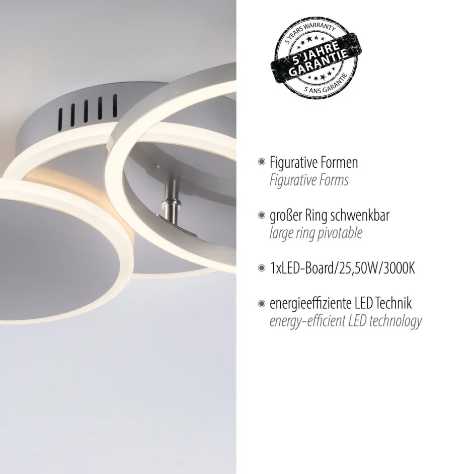 Just Light LED Deckenlampe in Stahl Metall warmweiß 26 W beweglich< Flurlampen|Bürolampen