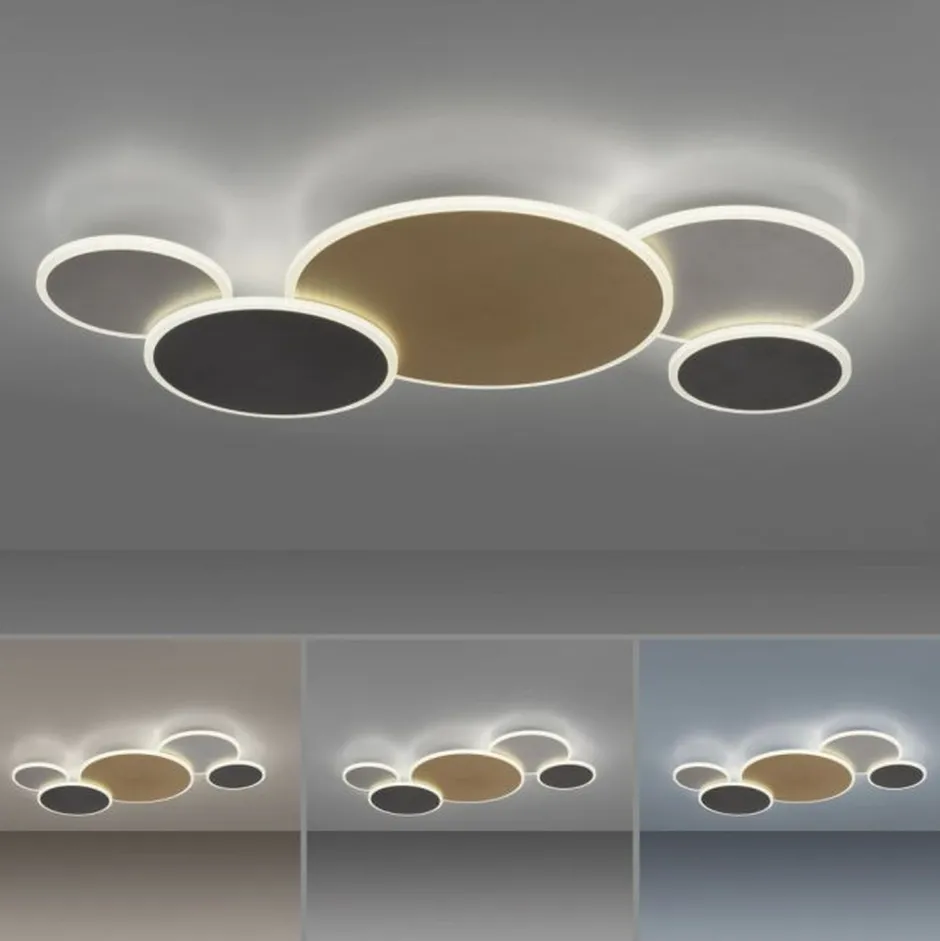 Deckenleuchten|Flurlampen*Paul Neuhaus LED Deckenlampe Messing Aluminium Grau dimmbar L:85 cm