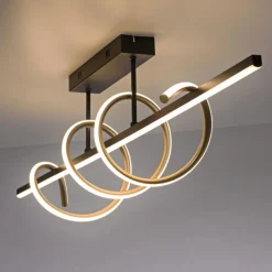 Deckenleuchten|Bürolampen*Just Light LED Deckenlampe Metall dimmbar 3000 K Schwarz Messing