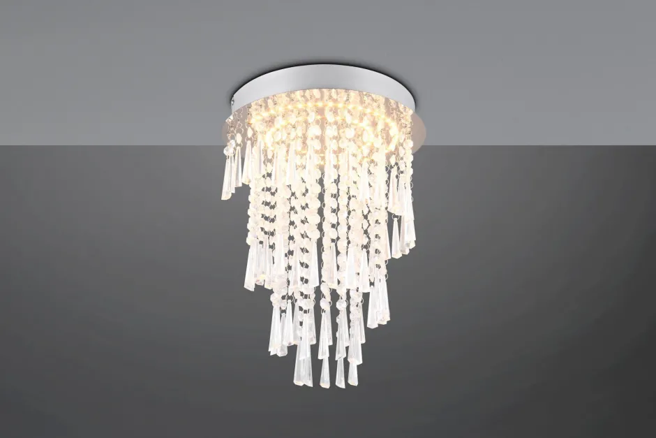 Wohnzimmerlampen|Esszimmer Lampen*Trio Reality LED Deckenlampe mit Fernbedienung dimmbar Chrom Acryl