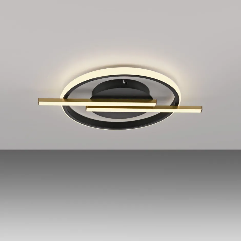 Just Light LED Deckenlampe Modern Schwarz Messing 3000 K dimmbar< Deckenleuchten|Led Lampen