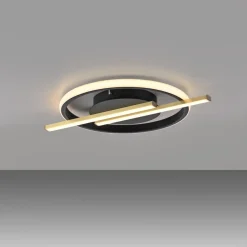 Just Light LED Deckenlampe Modern Schwarz Messing 3000 K dimmbar< Deckenleuchten|Led Lampen