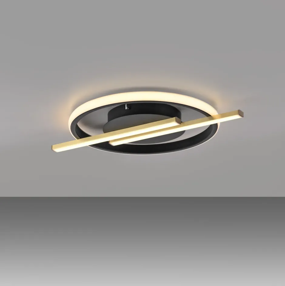 Just Light LED Deckenlampe Modern Schwarz Messing 3000 K dimmbar< Deckenleuchten|Led Lampen