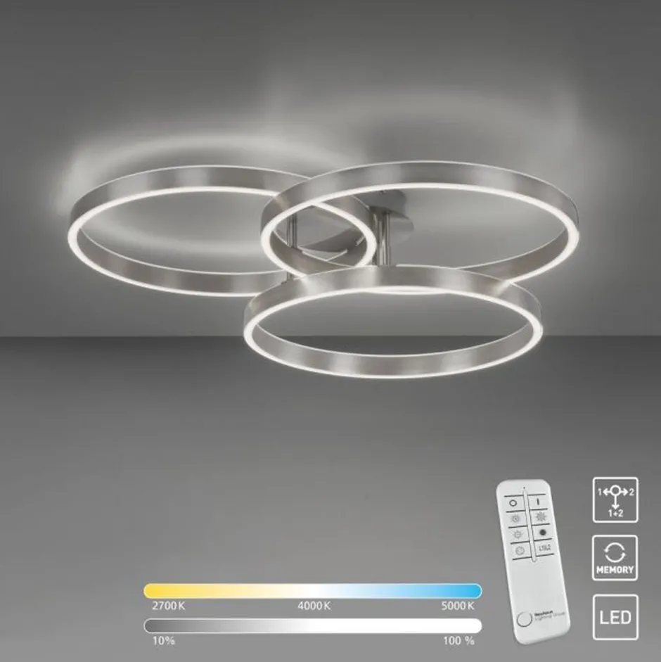Paul Neuhaus LED Deckenlampe Ringe Fernbedienung L:75 cm dimmbar< Wohnzimmerlampen|Metall Lampen