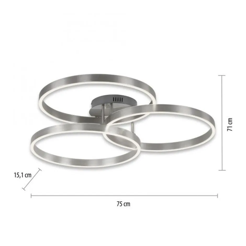 Paul Neuhaus LED Deckenlampe Ringe Fernbedienung L:75 cm dimmbar< Wohnzimmerlampen|Metall Lampen