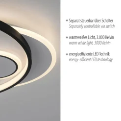 Deckenleuchten|Flurlampen*Paul Neuhaus LED Deckenlampe Ringe Weiß Schwarz warmweiß 3000 K 27 W