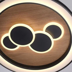 Paul Neuhaus LED Deckenlampe rund Holz Schwarz Serienschalter 3000 K< Deckenleuchten|Flurlampen