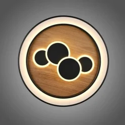 Paul Neuhaus LED Deckenlampe rund Holz Schwarz Serienschalter 3000 K< Deckenleuchten|Flurlampen