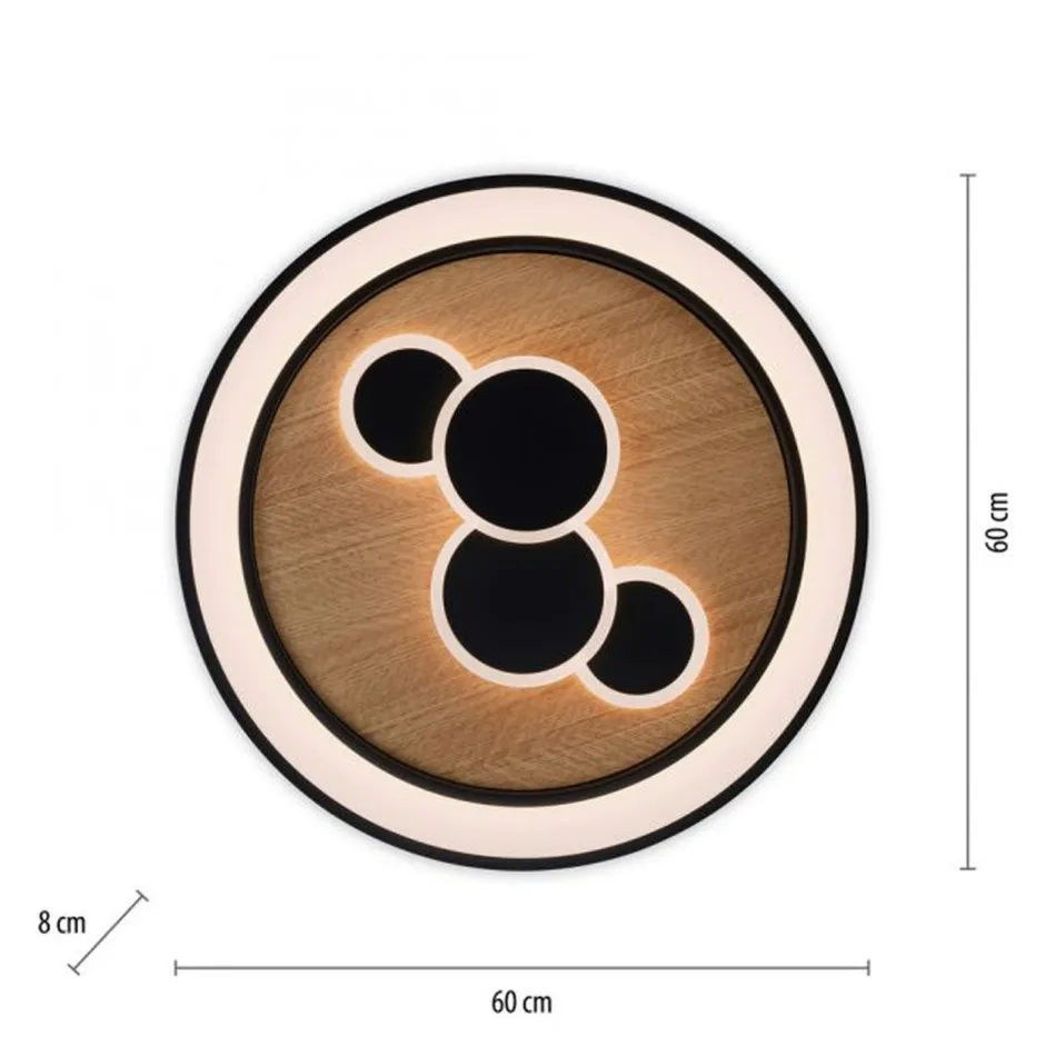 Paul Neuhaus LED Deckenlampe rund Holz Schwarz Serienschalter 3000 K< Deckenleuchten|Flurlampen