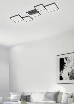 Trio Reality LED Deckenlampe Schwarz Metall L:120,5 cm 34 W dimmbar< Flurlampen|Bürolampen