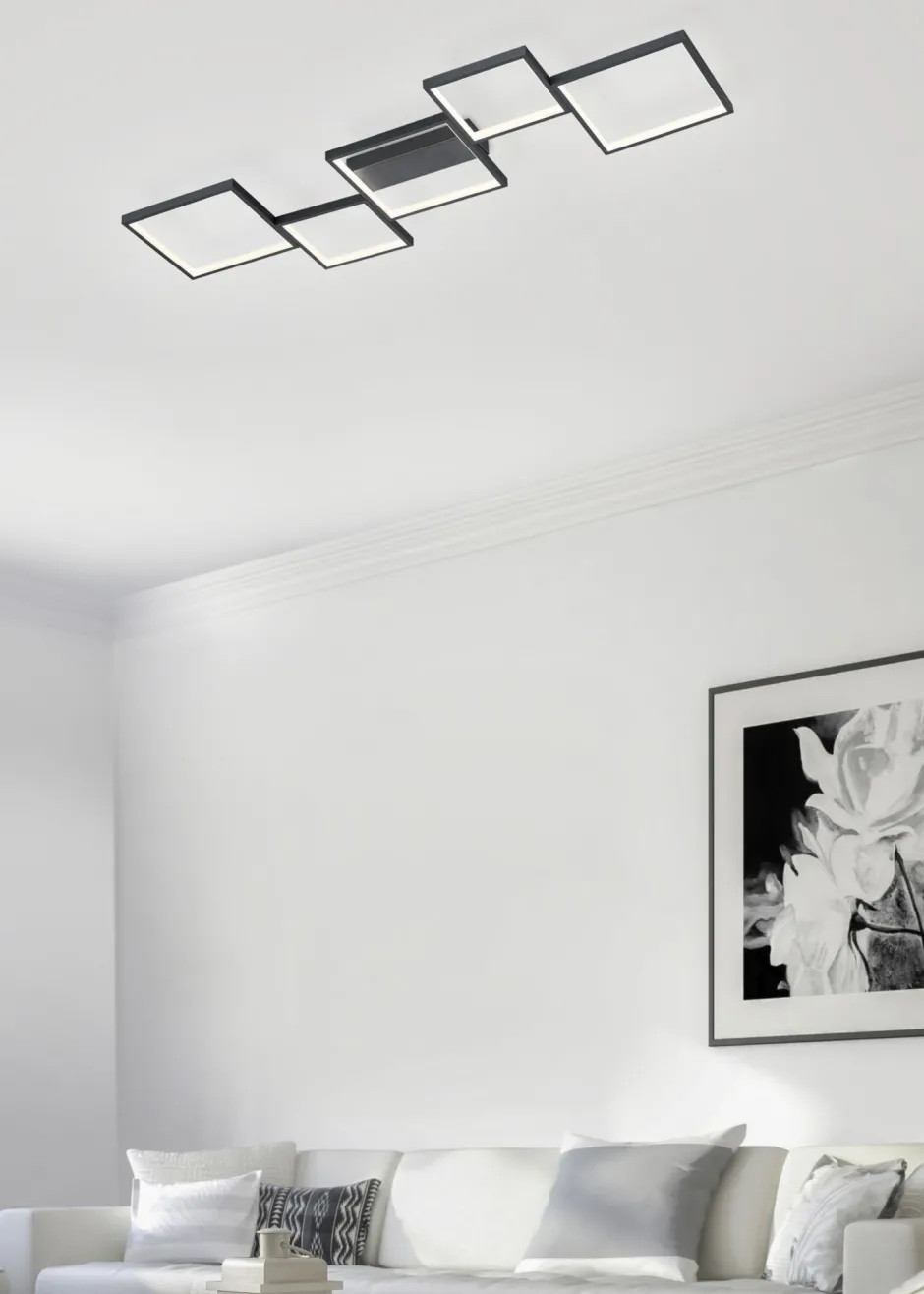 Trio Reality LED Deckenlampe Schwarz Metall L:120,5 cm 34 W dimmbar< Flurlampen|Bürolampen