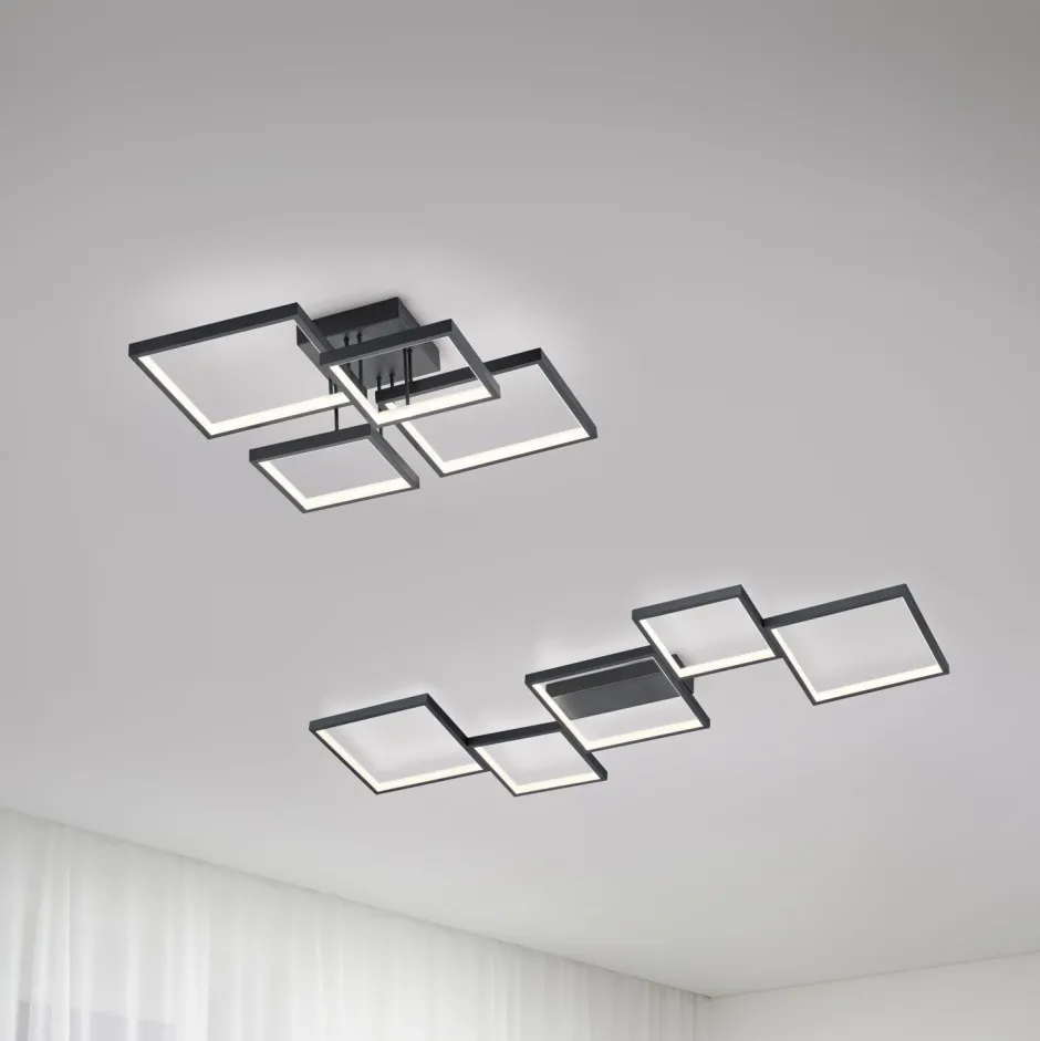 Trio Reality LED Deckenlampe Schwarz Metall L:120,5 cm 34 W dimmbar< Flurlampen|Bürolampen