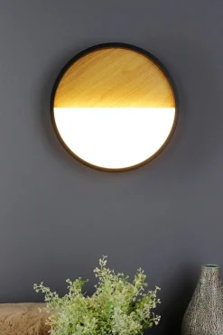 Wohnzimmerlampen|Metall Lampen*Eco-Light LED Deckenlampe Schwarz Natur Ø40 cm 2350 lm dimmbar