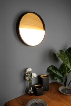 Wohnzimmerlampen|Metall Lampen*Eco-Light LED Deckenlampe Schwarz Natur Ø40 cm 2350 lm dimmbar