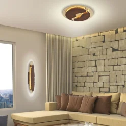 Deckenleuchten|Flurlampen*Paul Neuhaus LED Deckenleuchte dimmbar Rostbraun Gold Ø50 cm 3000 K