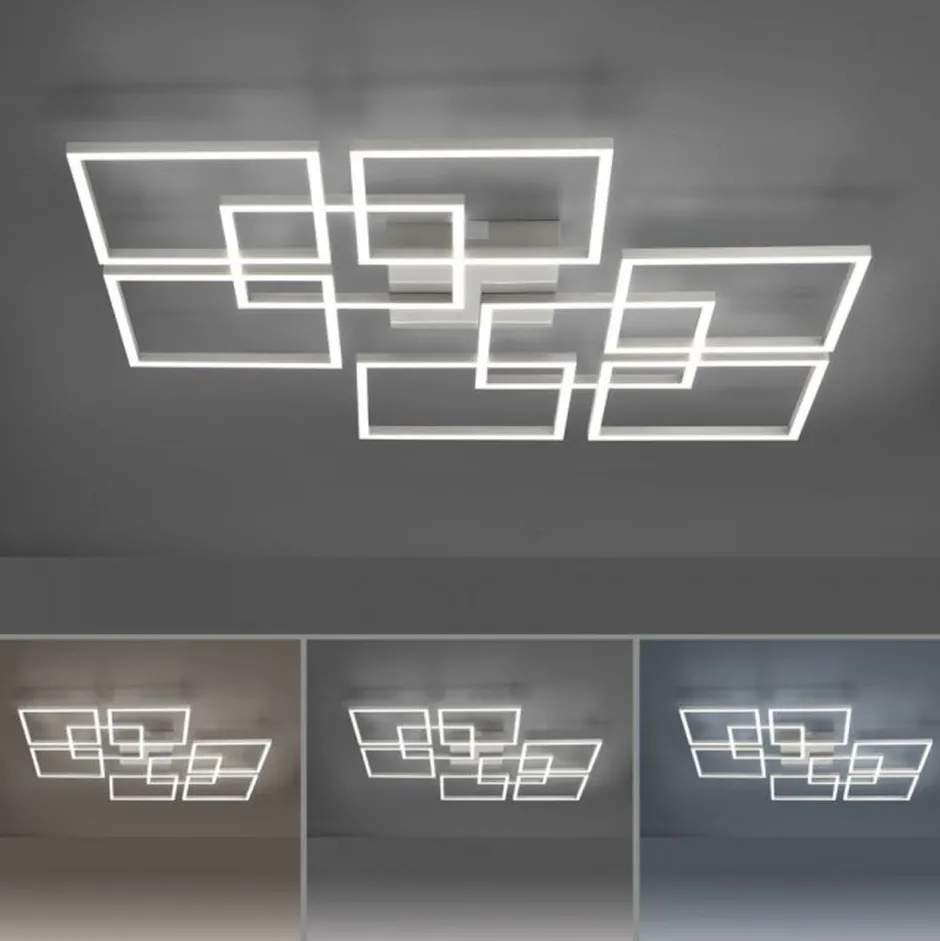 Paul Neuhaus LED Deckenleuchte Farbtemperaturwechsel 58 W in Stahl< Deckenleuchten|Flurlampen