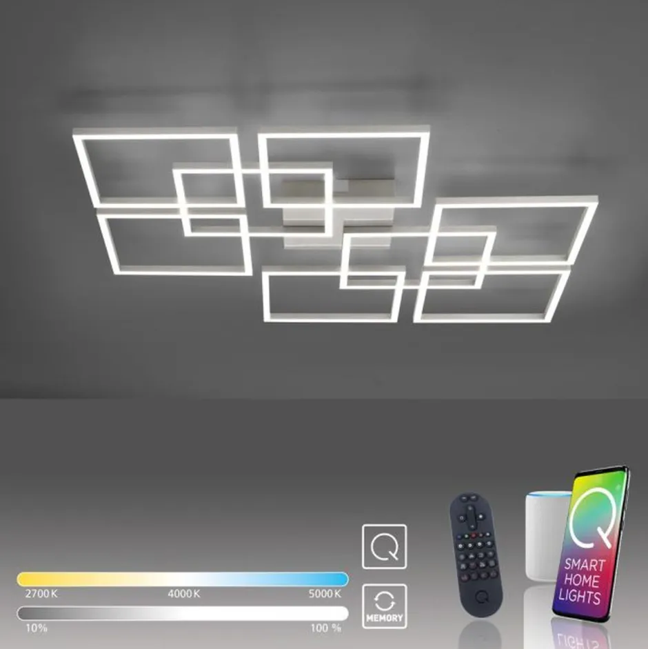Paul Neuhaus LED Deckenleuchte Farbtemperaturwechsel 58 W in Stahl< Deckenleuchten|Flurlampen