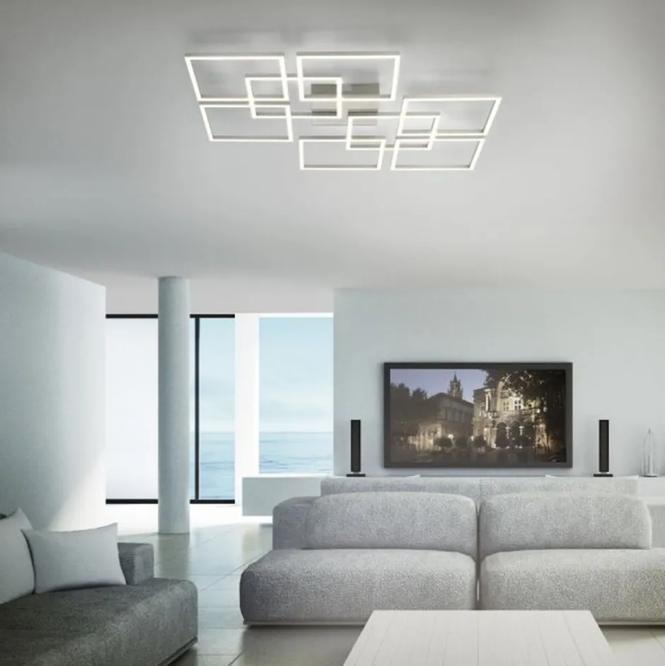 Paul Neuhaus LED Deckenleuchte Farbtemperaturwechsel 58 W in Stahl< Deckenleuchten|Flurlampen