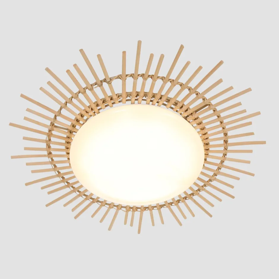 Steinhauer LED Deckenleuchte Holz Kunststoff in Natur Weiß Ø50 cm< Deckenleuchten|Led Lampen