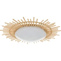 Steinhauer LED Deckenleuchte Holz Kunststoff in Natur Weiß Ø50 cm< Deckenleuchten|Led Lampen