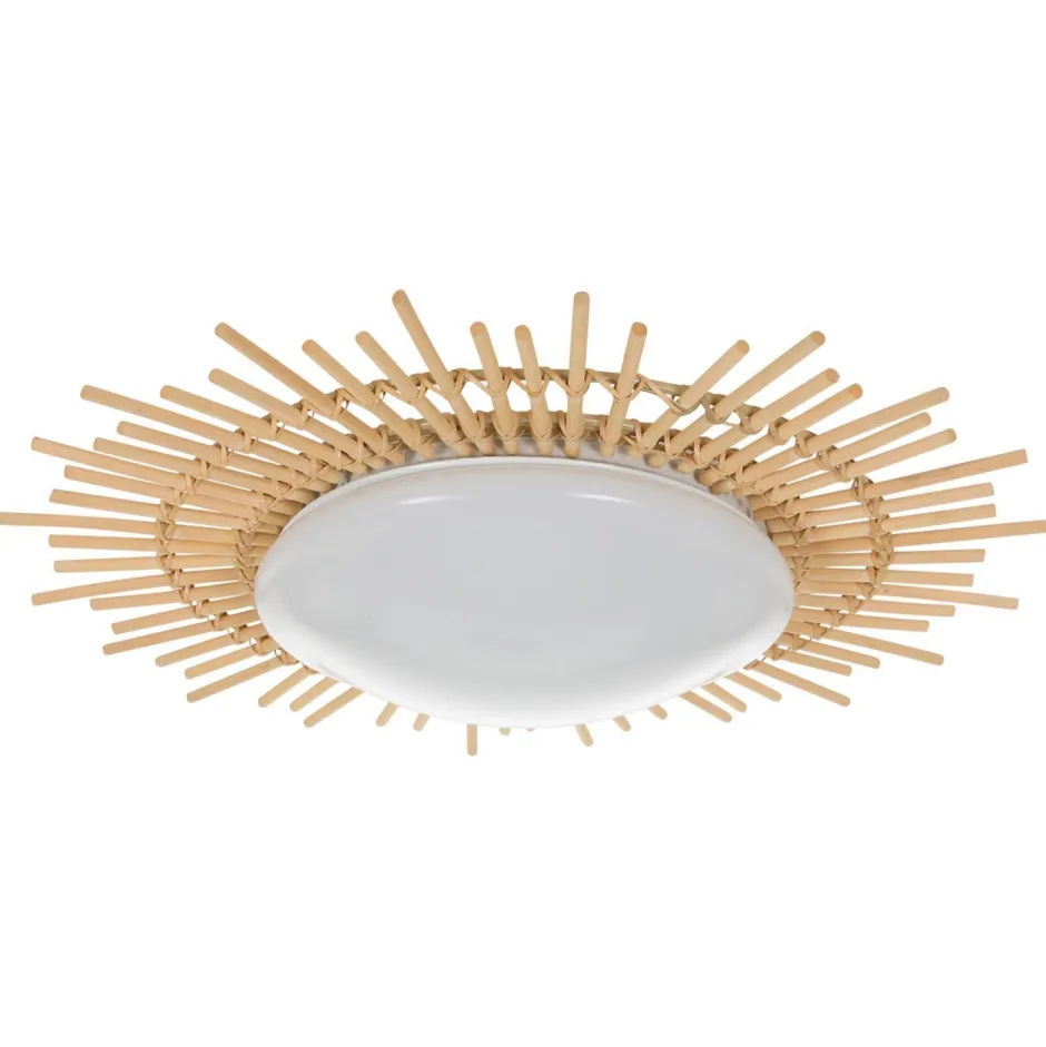 Steinhauer LED Deckenleuchte Holz Kunststoff in Natur Weiß Ø50 cm< Deckenleuchten|Led Lampen