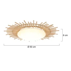 Steinhauer LED Deckenleuchte Holz Kunststoff in Natur Weiß Ø50 cm< Deckenleuchten|Led Lampen