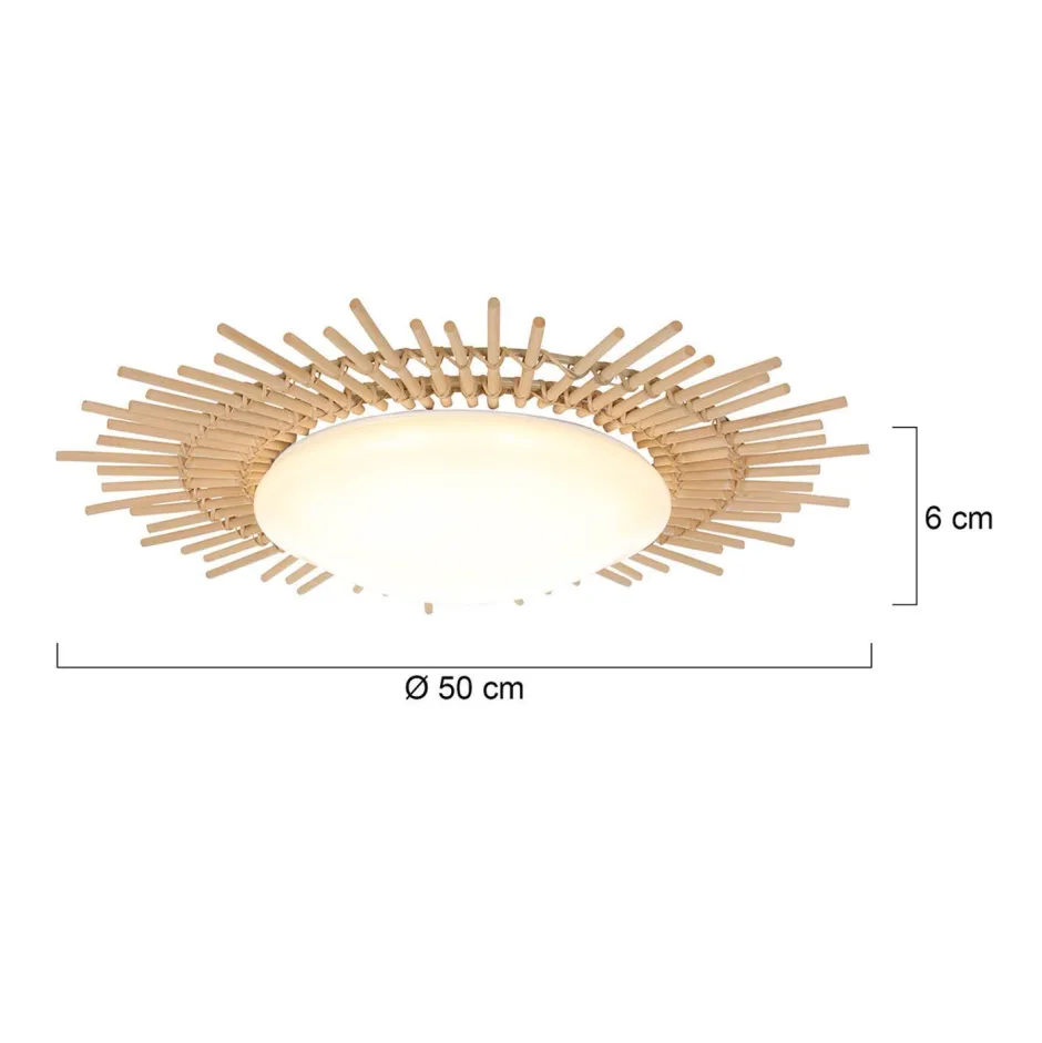 Steinhauer LED Deckenleuchte Holz Kunststoff in Natur Weiß Ø50 cm< Deckenleuchten|Led Lampen