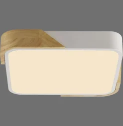 Just Light LED Deckenleuchte Holz L:32 cm Weiß Natur 3000 K< Deckenleuchten|Flurlampen